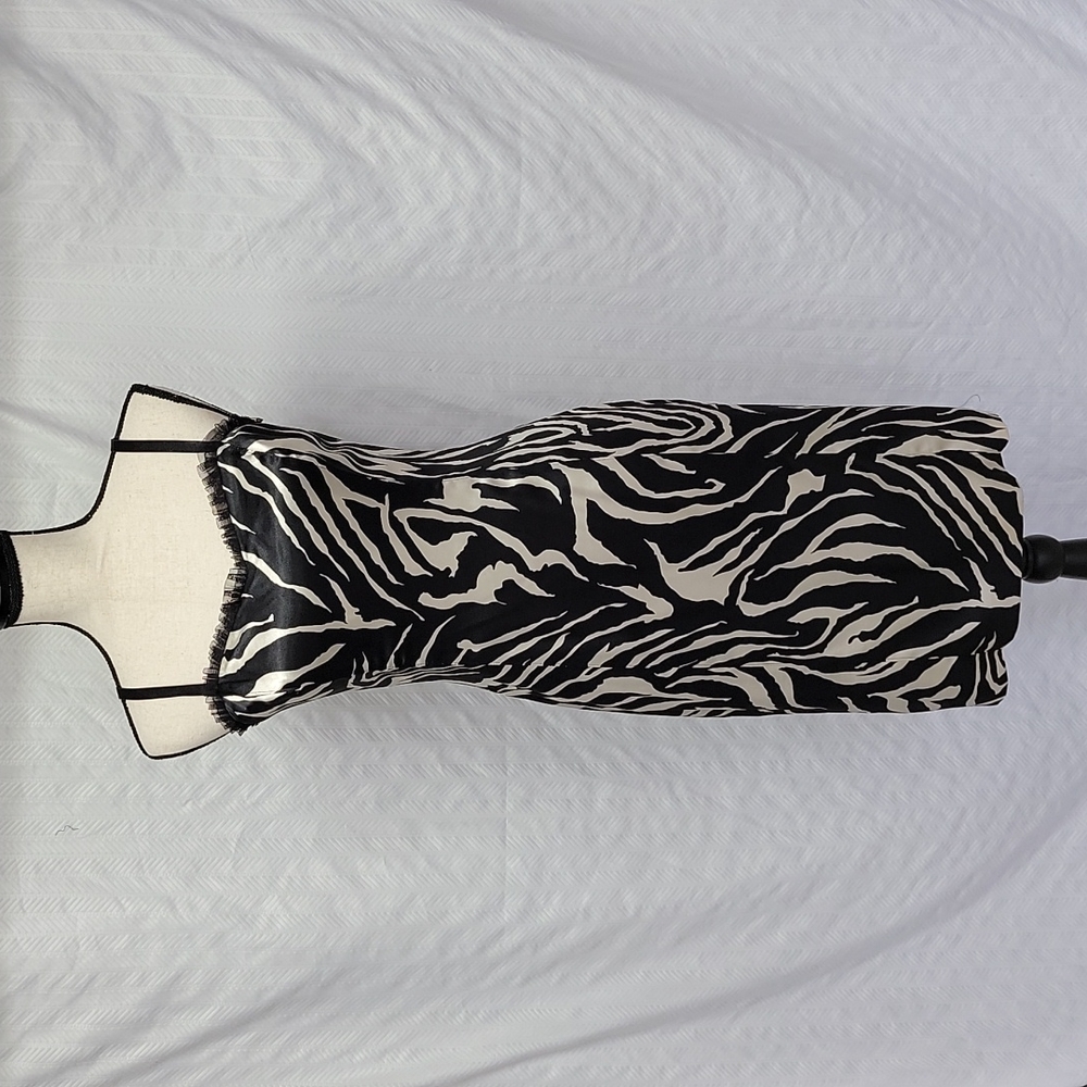 Nine West Black and Cream Zebra Print Midi Dress